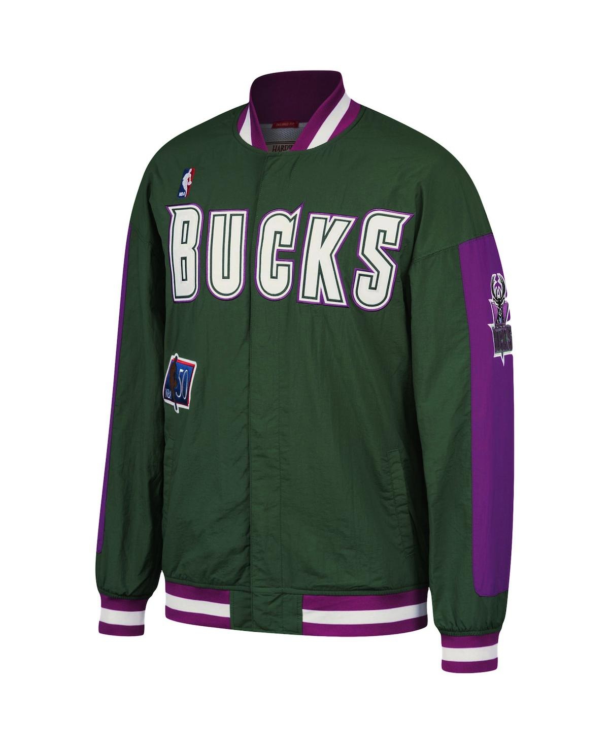 Mitchell & Ness Men's  Hunter Green Milwaukee Bucks Hardwood Classics Authentic Warm-up Full-snap Jac In Green