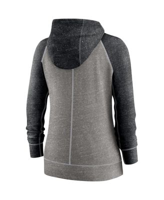 Women's Heathered Charcoal and Heathered Black Chicago White Sox Split Wordmark Gym Vintage-Like Raglan Slub Full-Zip Hoodie