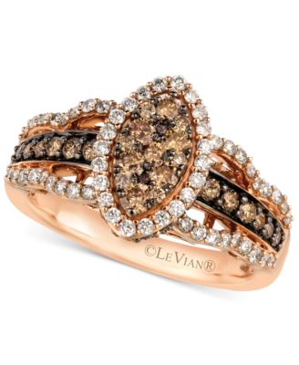 Le Vian - White and Chocolate Diamond Ring in 14k Rose Gold (1-1/4 ct. t.w.)