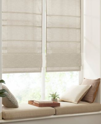 Printed Faux Silk Light Filtering Roman Shade, Room Darkening Single Panel for Bedroom, Lightweight Window Roman Shades For Living Room, Width 33 length 64 inches, Cordless Lift/Pull Ivory Window Panel