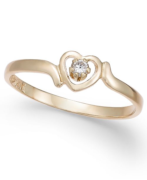 Macy's Children's Diamond Accent Heart Ring in 14k Gold Rings