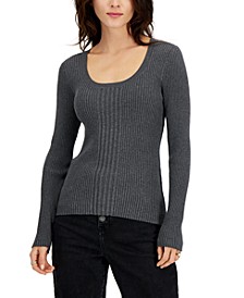 Women's Scoop-Neck Ribbed Sweater, Created for Macy's