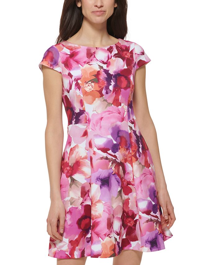 Jessica Howard Womens Floral Print Fit And Flare Dress Macys 7622