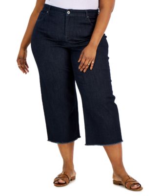 plus size wide leg crop jeans