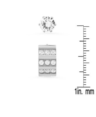 Women's 2 Pieces Set Stainless Steel and Simulated Diamond Cross Studs or Huggie Earrings Set