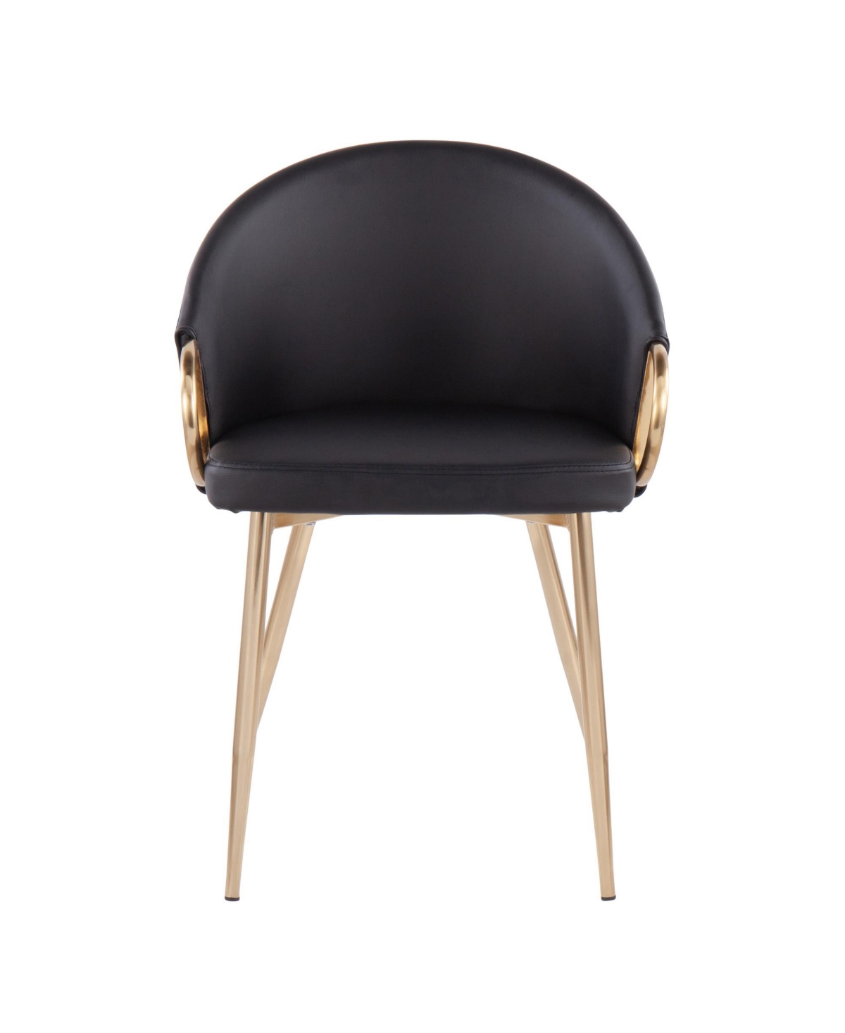 Lumisource Claire Contemporary Glam Chair Leather In Gold-tone Steel,black
