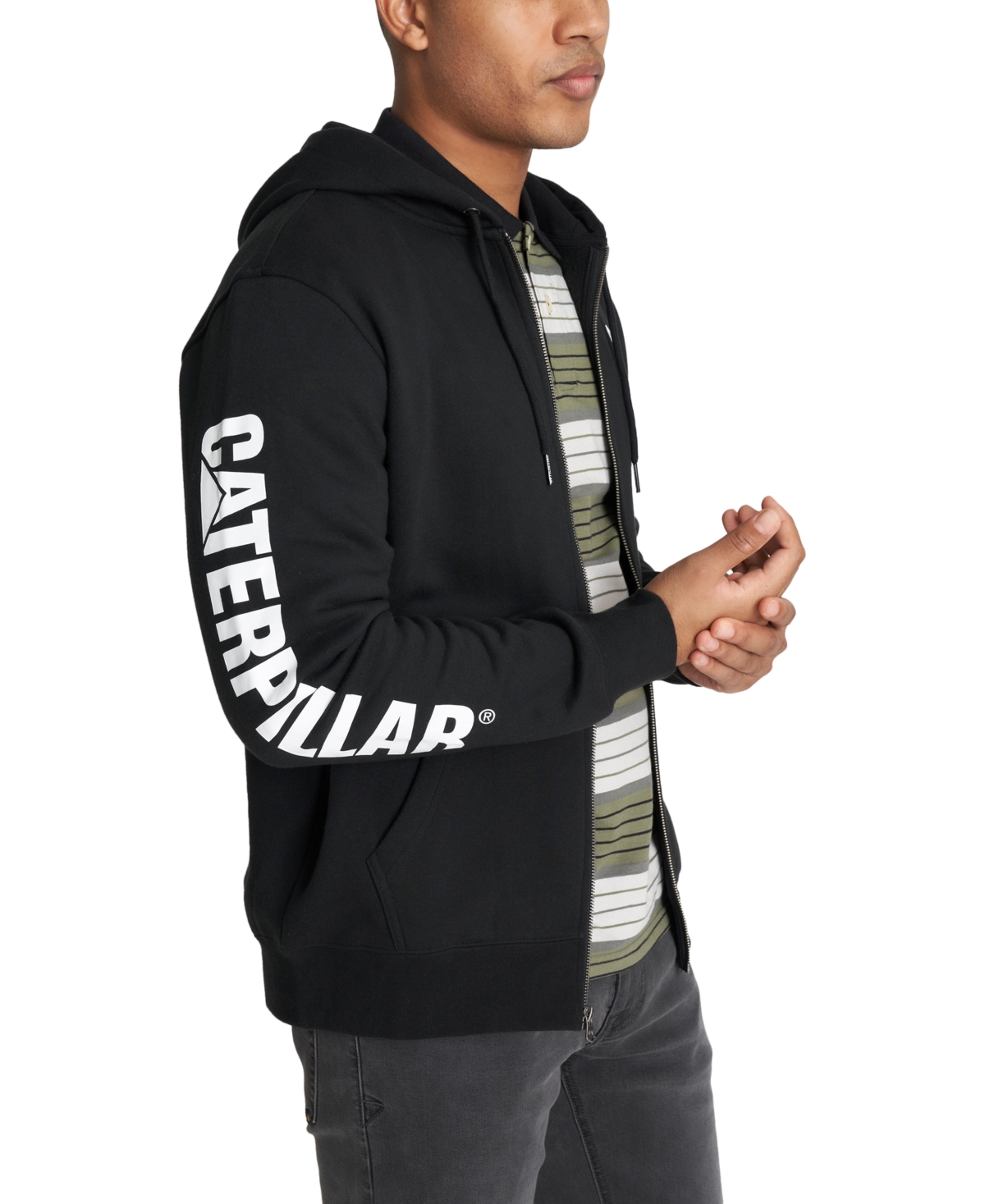 Caterpillar Men's Foundation Logo-Print Full-Zip Hoodie