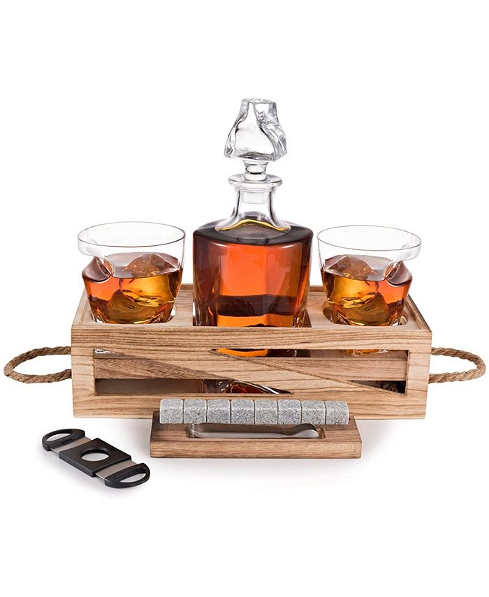 Engraved Whiskey and Cigar Gift Set with Twist Glass Cigar Gifts - Home Wet Bar