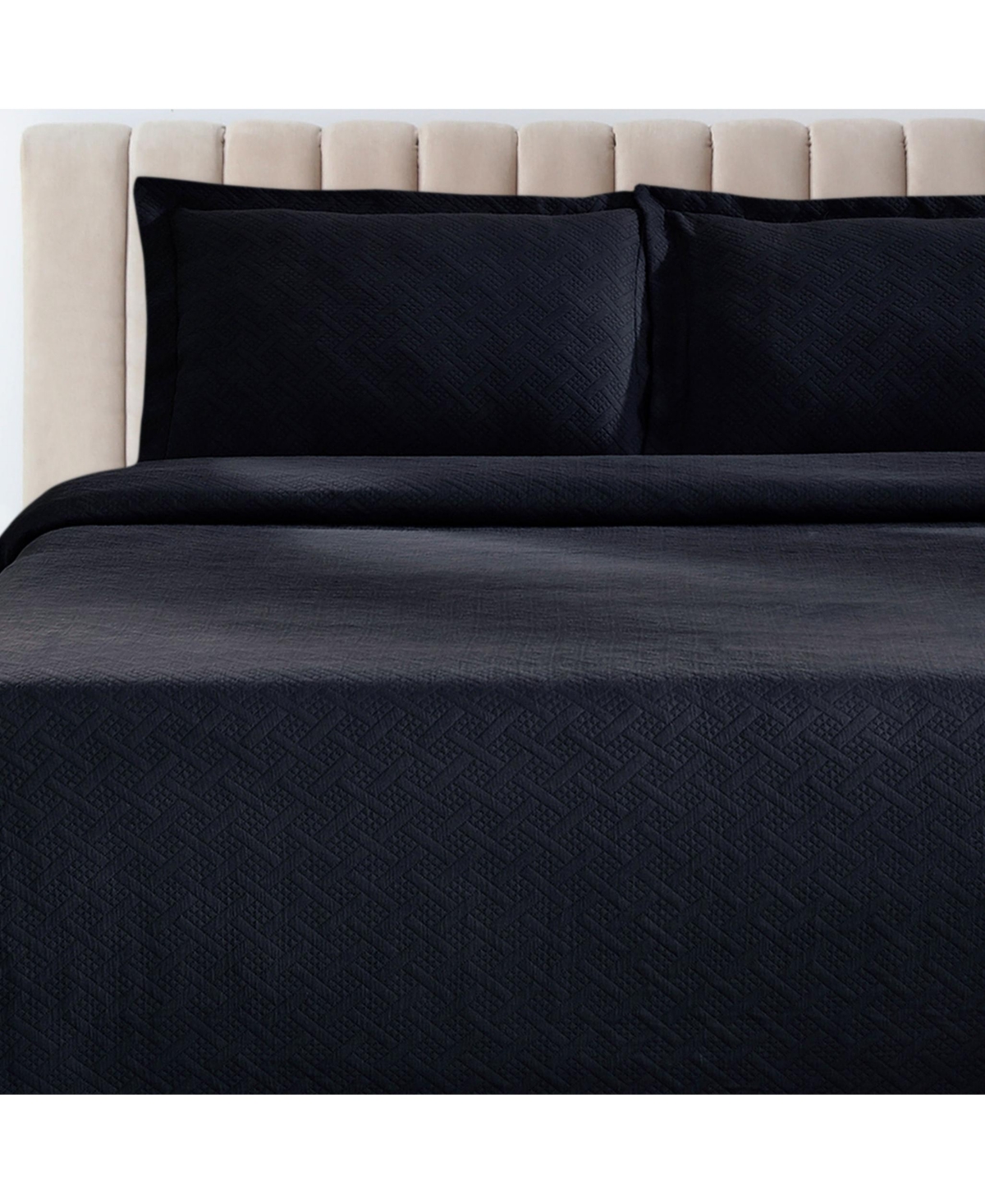 Superior Closeout!  100% Cotton Basketweave Matelasse All-season 3-piece Coverlet Set, Queen In Blue