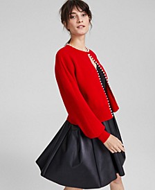 Imitation Pearl-Trimmed Cashmere Cardigan, Created for Macy's
