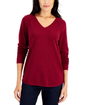 Karen Scott Petite Cotton V-Neck Curved 