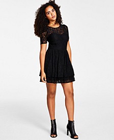 Women's Lace Tiered Bustier-Detail Mini Dress, Created for Macy's