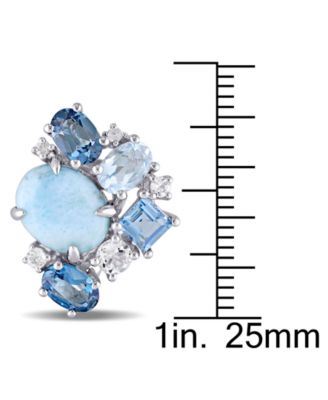 Larimar (6-3/8 ct. t.w.) & Multicolor Topaz (4-1/2 ct. t.w.) Cluster Stud Earrings in Sterling Silver