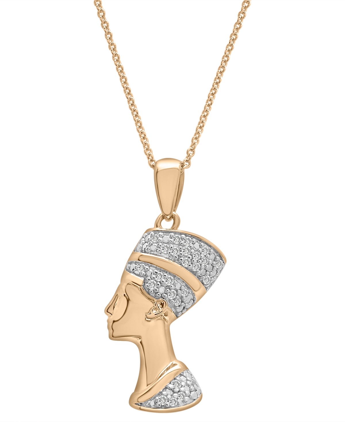 Diamond Nefertiti 20" Pendant Necklace (1/10 ct. t.w.) in 14k Gold-Plated Sterling Silver, Created for Macy's - Gold-Plated Sterling Silver