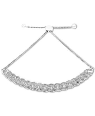 Diamond Large Link Bolo Bracelet (1/2 ct. t.w.) in Sterling Silver or 14k Gold-Plated Sterling Silver, Created for Macy's