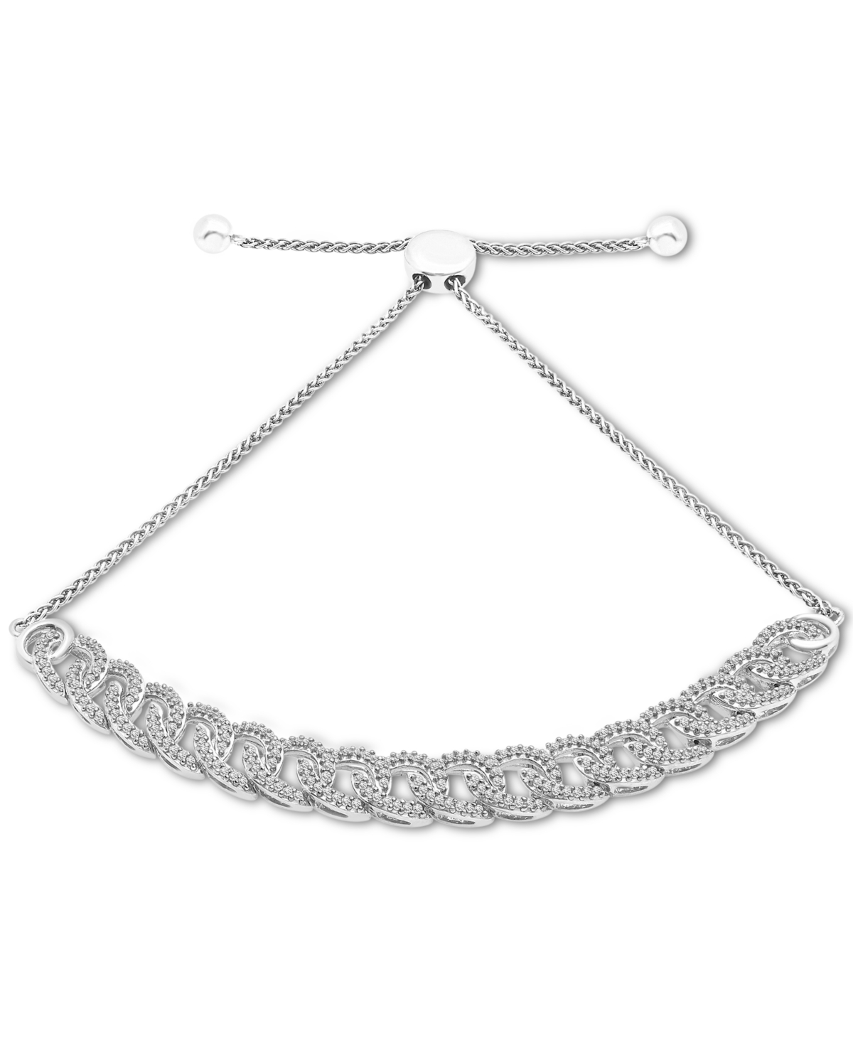 Wrapped Diamond Large Link Bolo Bracelet (1/2 ct. t.w.) or 14k Gold-Plated Sterling Silver, Created for Macy's - Sterling Silver