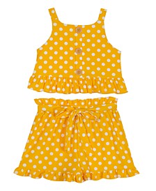 Baby Girls Printed Dot Yummy Knit Matching Top and Shorts, 2 Piece Set