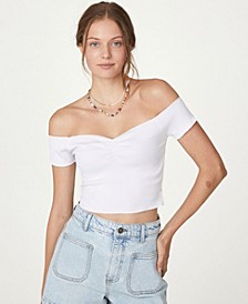 Women's Madison Relaxed Off The Shoulder Short Sleeve Top