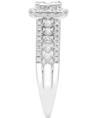 Diamond Quad Cluster Halo Engagement Ring (1 ct. t.w.) in 14k White Gold