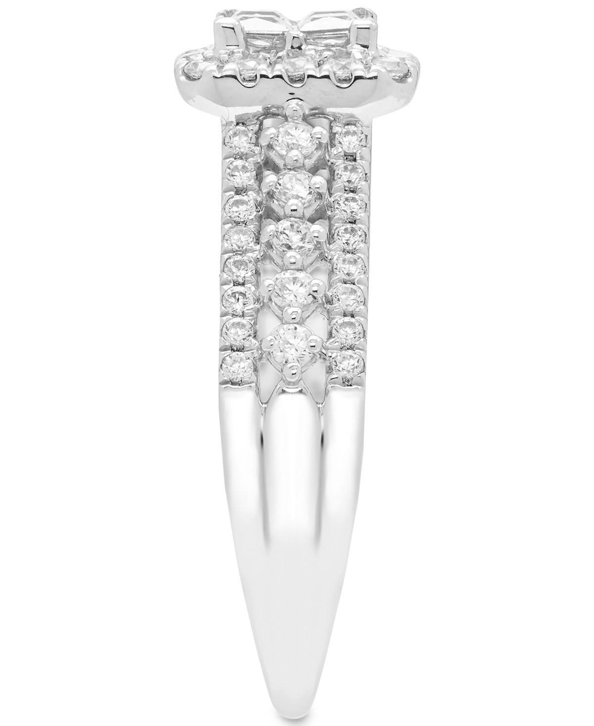 Diamond Quad Cluster Halo Engagement Ring (1 ct. t.w.) in 14k White Gold - 14K White Gold