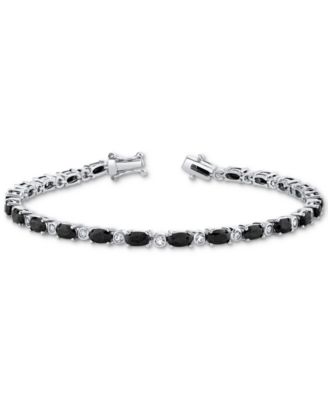 Macy's - Onyx & White Topaz (7/8 ct. t.w.) Link Bracelet in Sterling Silver
