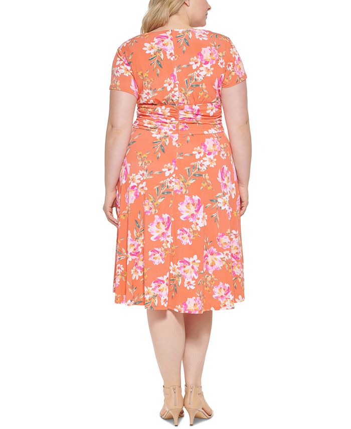 Vince Camuto Plus Size Floral-Print Twist-Front Dress - Macy's