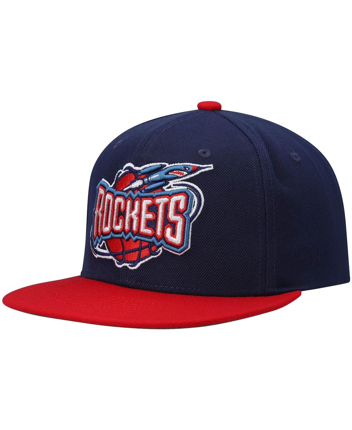 Shop Mitchell & Ness Men's  Navy And Red Houston Rockets Hardwood Classics Team Two-tone 2.0 Snapback Hat In Navy,red