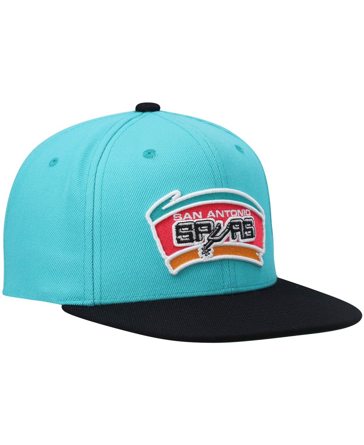 Mitchell & Ness Men's  Teal And Black San Antonio Spurs Hardwood Classics Team Two-tone 2.0 Snapback In Teal,black