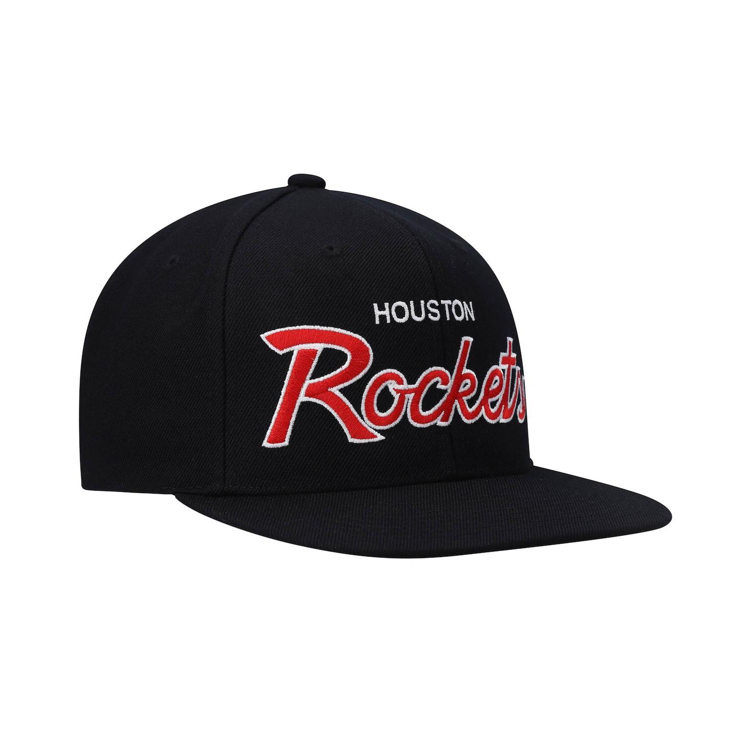 Men's Black Houston Rockets Hardwood Classics Script 2.0 Snapback Hat