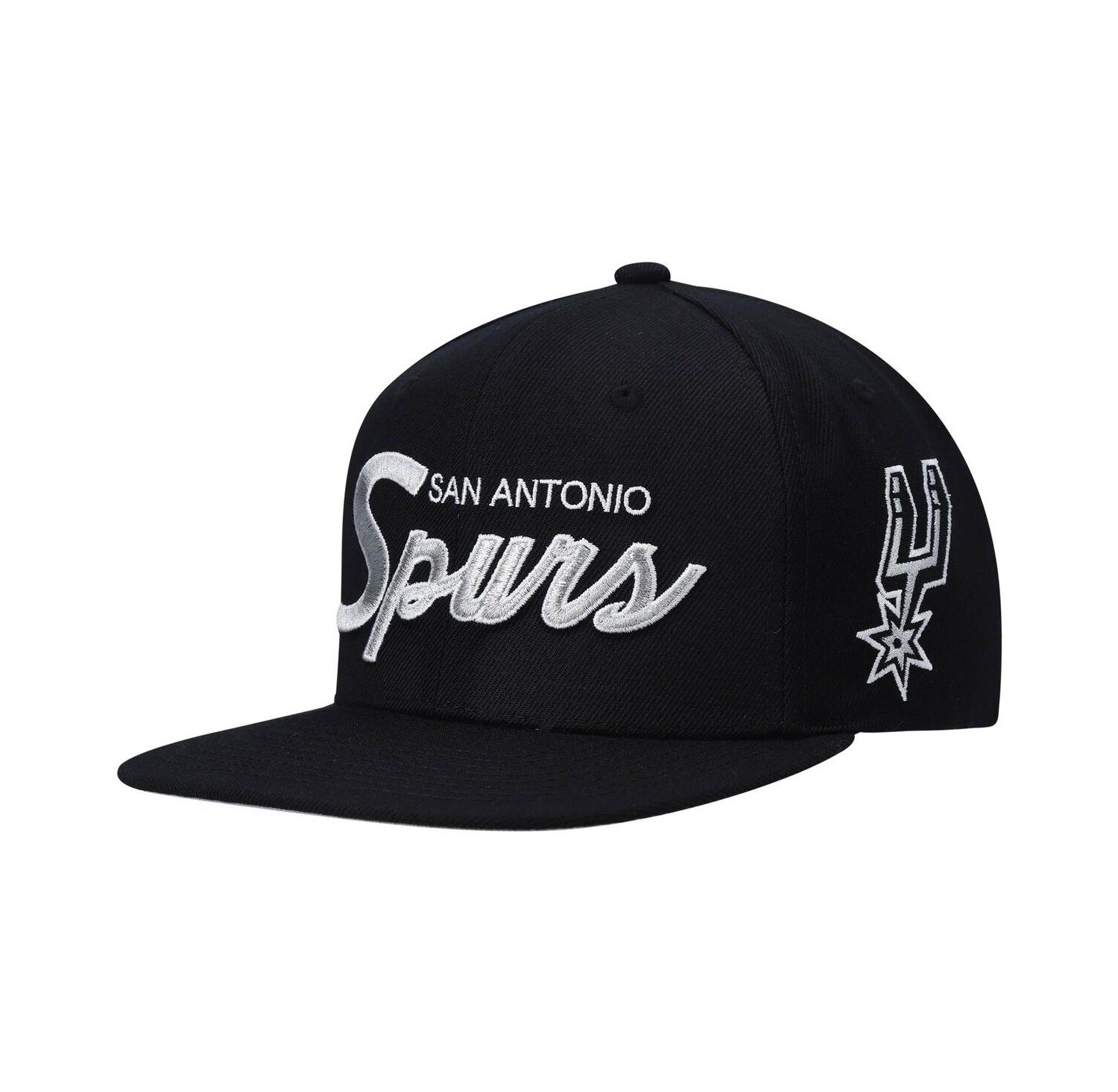 Men's Black San Antonio Spurs Hardwood Classics Script 2.0 Snapback Hat