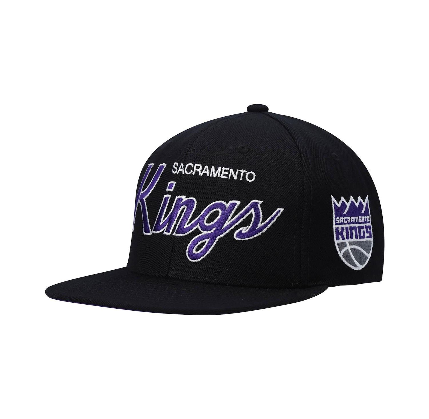 Men's Black Sacramento Kings Hardwood Classics Script 2.0 Snapback Hat