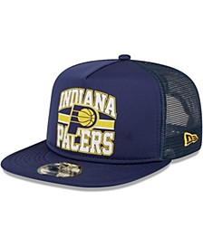 Men's Navy Indiana Pacers Logo A-Frame 9Fifty Trucker Snapback Hat