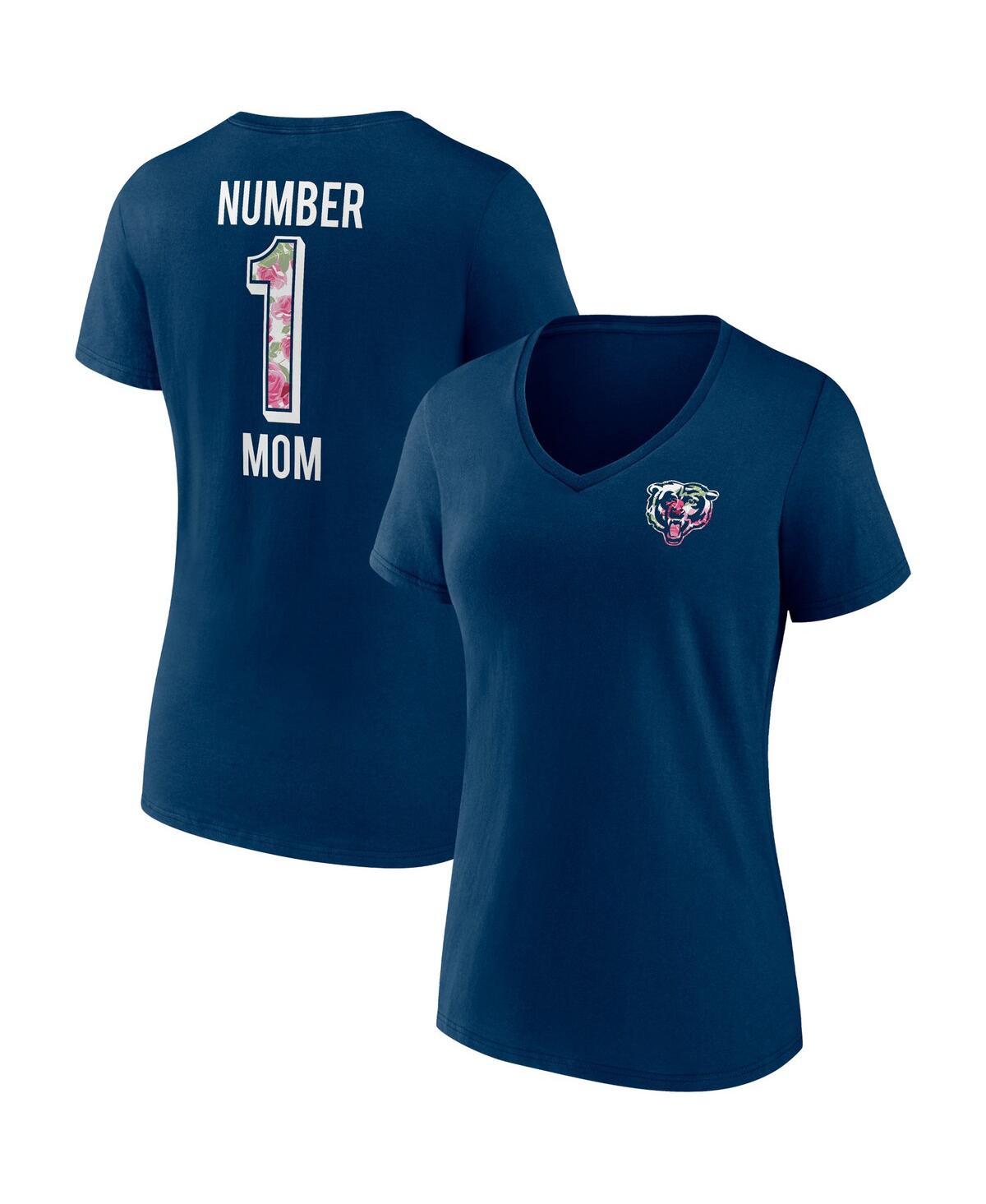 Fanatics Branded Navy Chicago Bears Team Mother's Day V-neck T-shirt In Navy