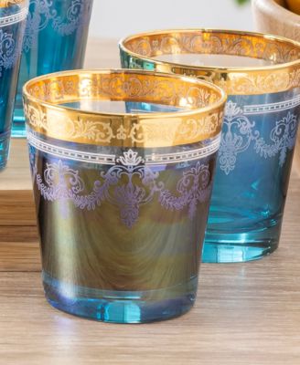 Double Old Fashion 6 Piece Gold Band Glass Set