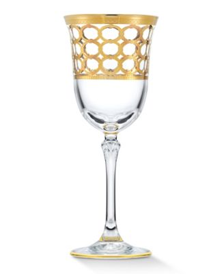 4 Piece Infinity Gold Ring White Wine Goblet Set