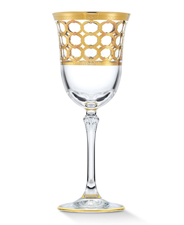 Lorren Home Trends 4 Piece Infinity Gold Ring White Wine Goblet Set ...