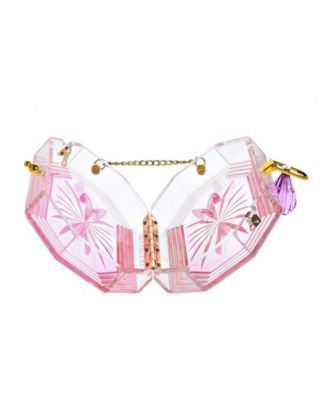 Women's Perfume Bottle Clear Flower Cut Acrylic Clutch