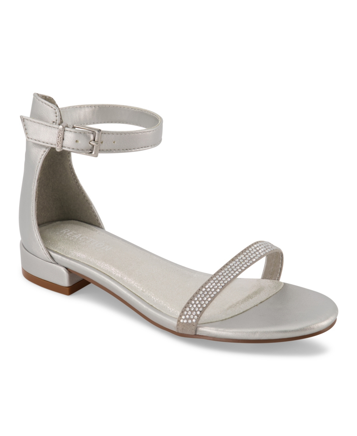 Shop Kenneth Cole New York Big Girls Ankle Strap Sandals In Silver-tone
