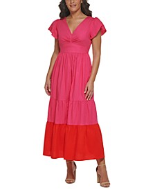 Women's Colorblock Cotton Maxi Dress