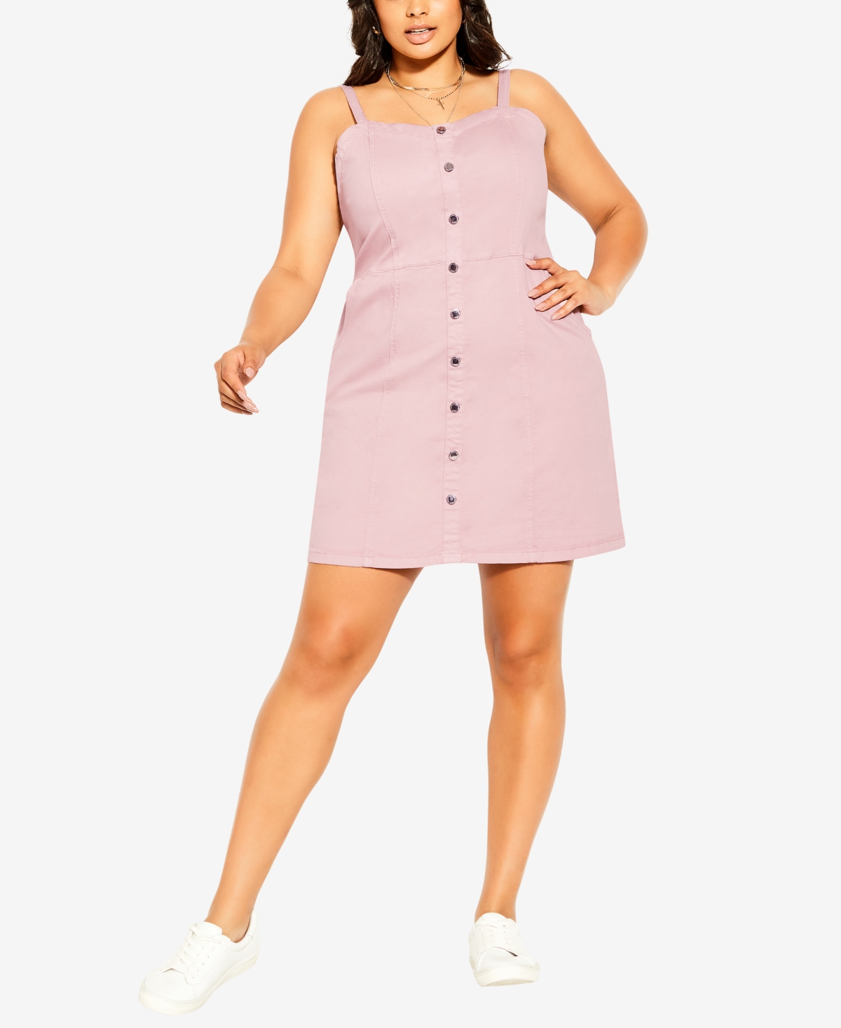 City Chic Trendy Plus Size Sweet Jane Mini Dress In Dusty Pink