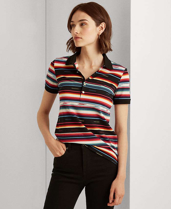 Lauren Ralph Lauren Striped Piqué Polo Shirt & Reviews - Tops - Women -  Macy's