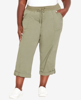AVENUE Plus Size Cotton Roll Up Capri Pants - Macy's