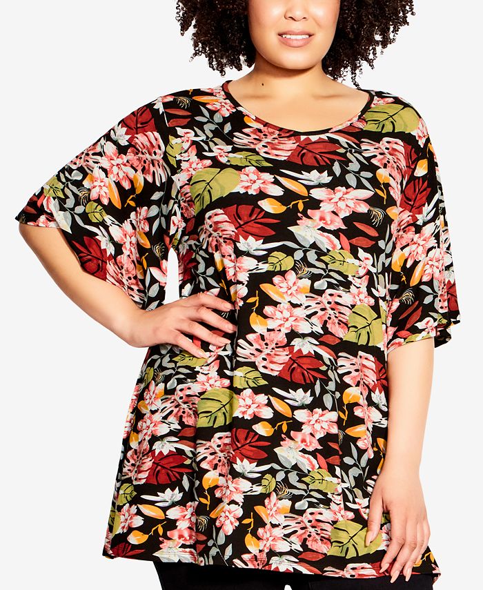AVENUE Plus Size Flutter Sleeve Top Macy s
