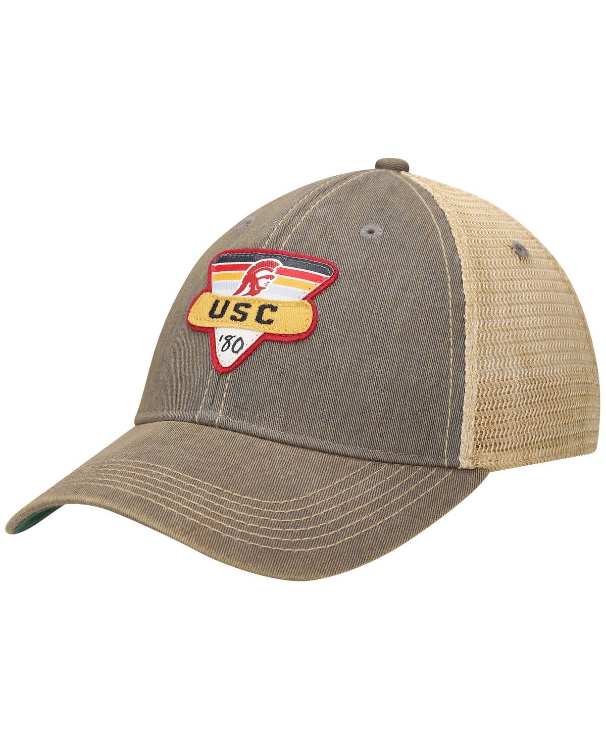 LEGACY ATHLETIC MEN'S GRAY USC TROJANS LEGACY POINT OLD FAVORITE TRUCKER SNAPBACK HAT 
