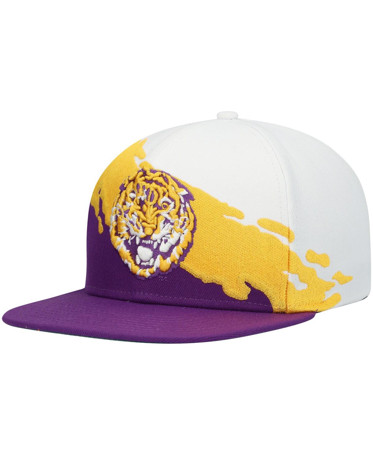 Men's Mitchell & Nessand White Lsu Tigers Paintbrush Snapback Hat - Purple, White
