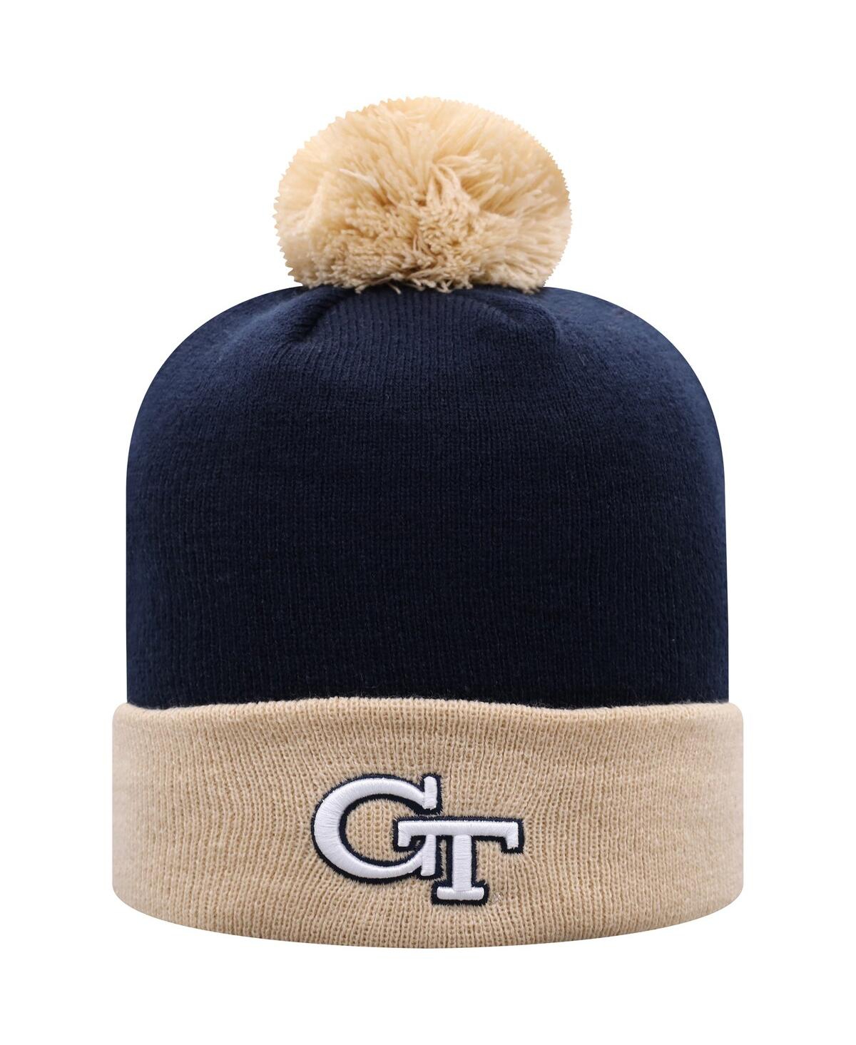 Men's Top of the World Navy and Gold Georgia Tech Yellow Jackets Core 2-Tone Cuffed Knit Hat with Pom - Navy, Gold