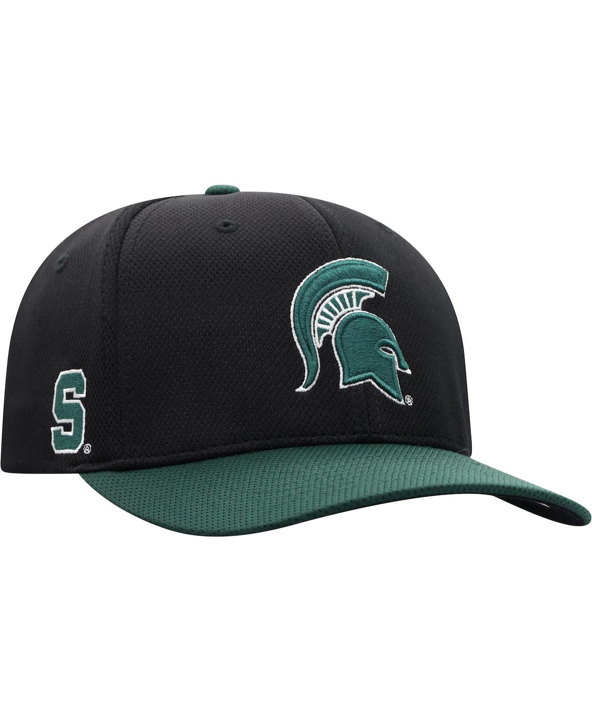 Shop Top Of The World Men's  Black, Green Michigan State Spartans Two-tone Reflex Hybrid Tech Flex Hat