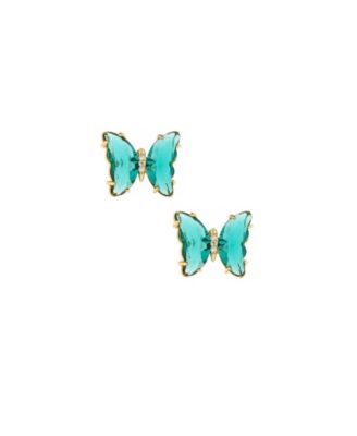 18k Gold-Plated Crystal Butterfly Stud Earrings