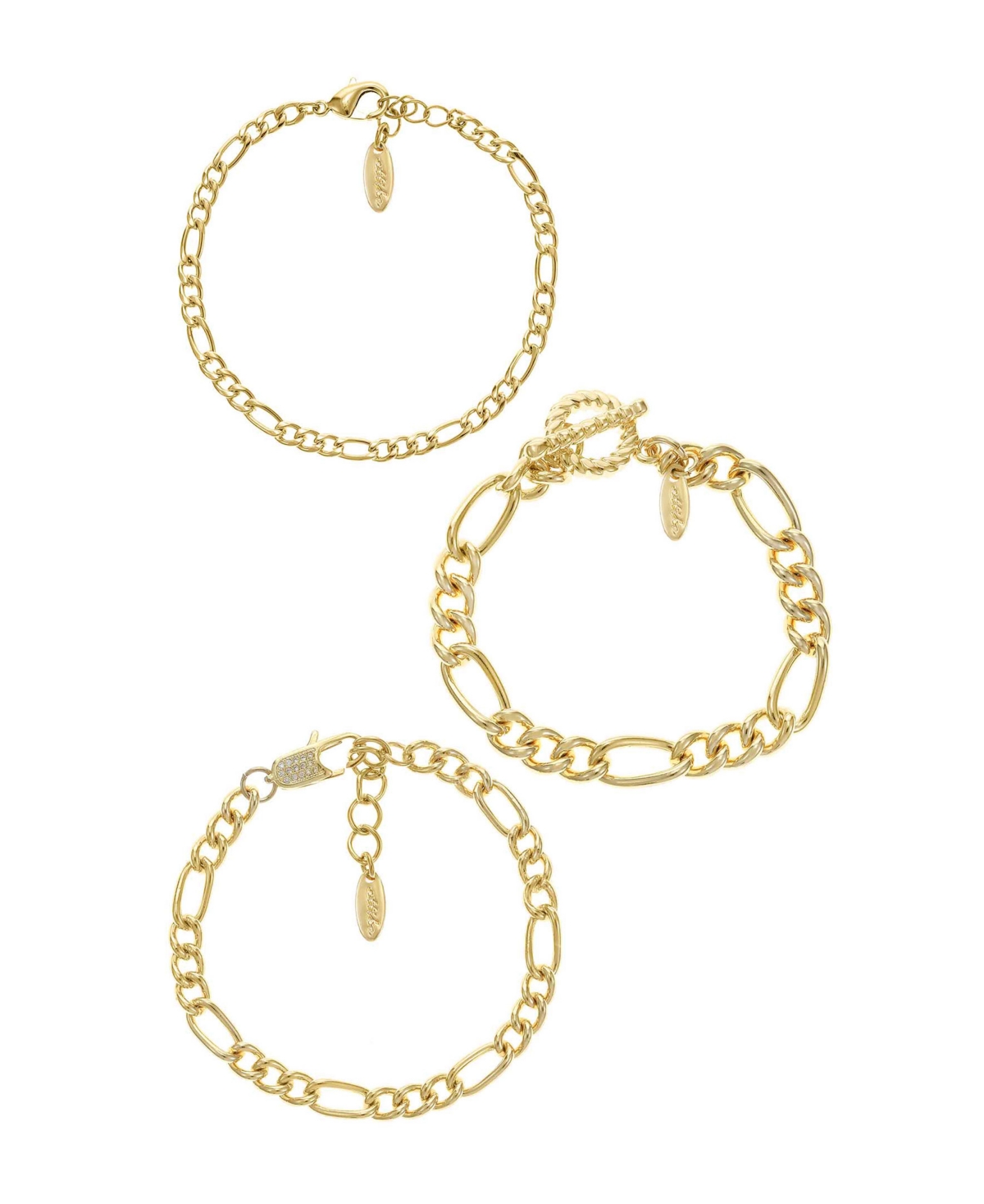 Women's Chain Bracelet Set, 3 Piece - Gold
