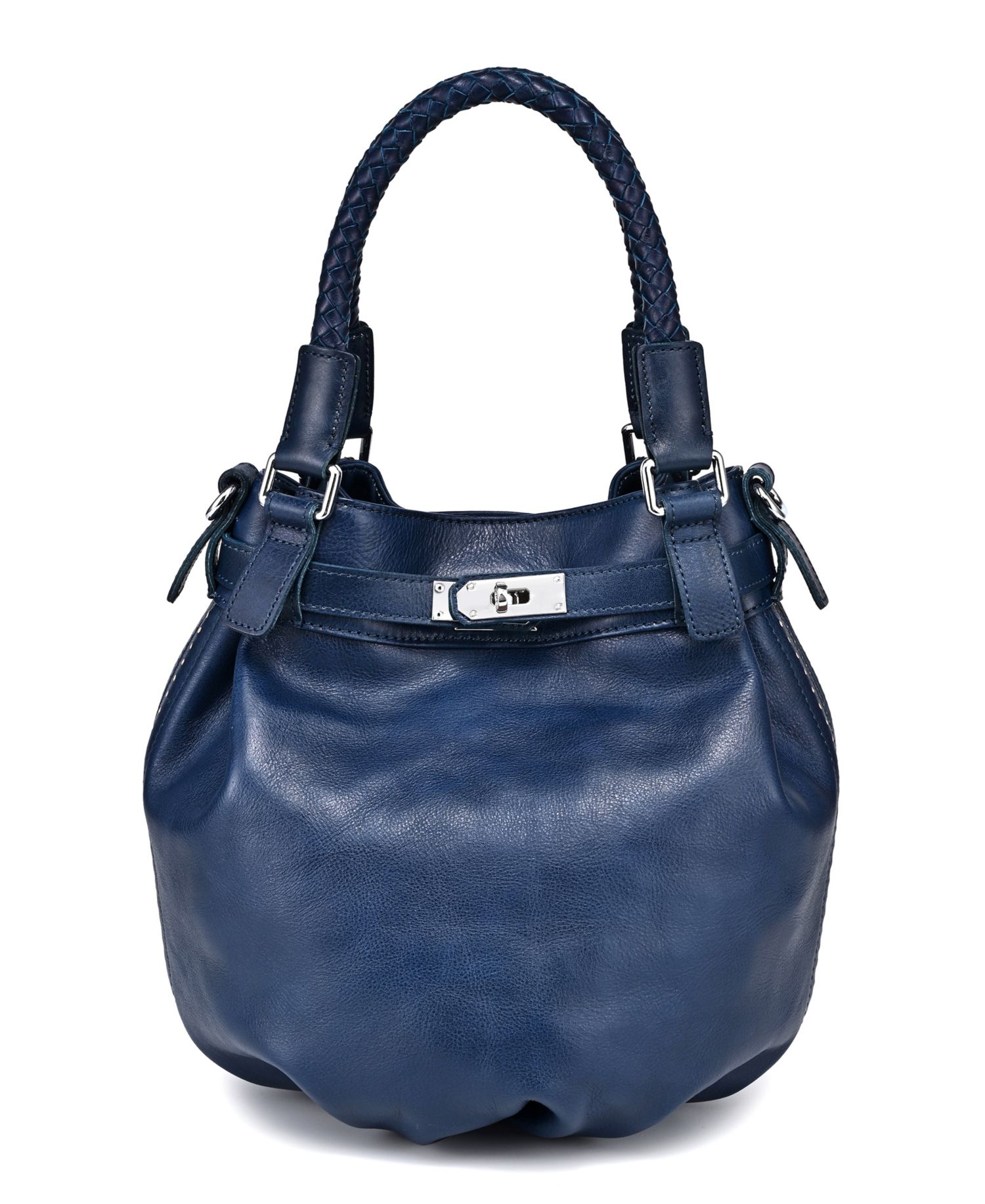Pumpkin Small Leather Crossbody Bucket Bag
